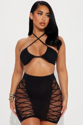 Hold On To Love 2 Piece Bodystocking Set - Black sold by Fashion Nova