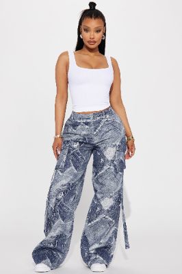 Denim On Denim Cargo Pant - Blue sold by Fashion Nova