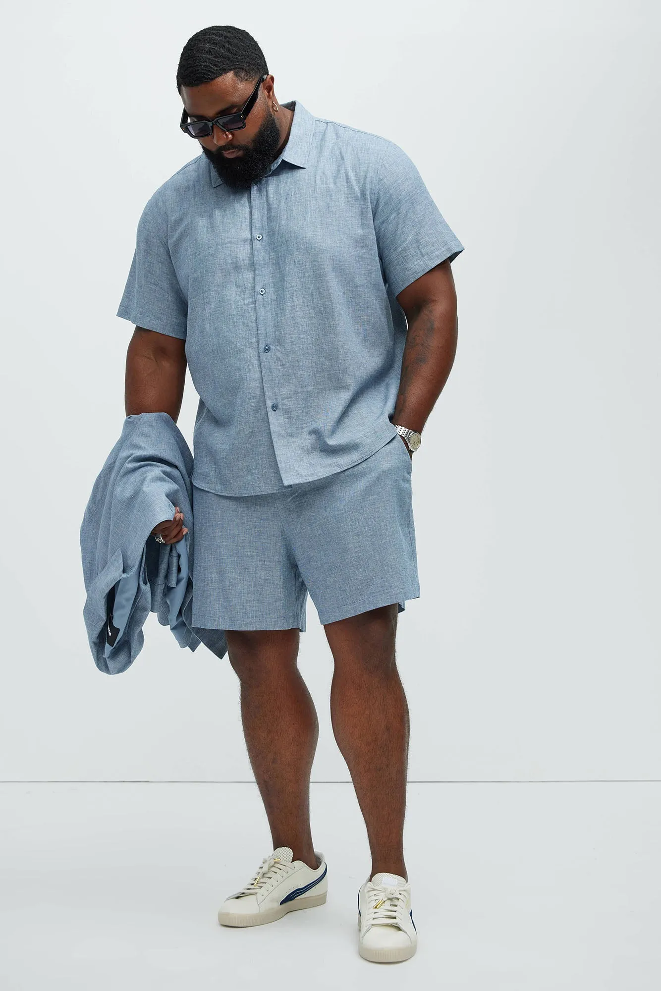 Bahamas Linen Classic Button Up Shirt - Blue sold by Fashion Nova product image thumbnail 5