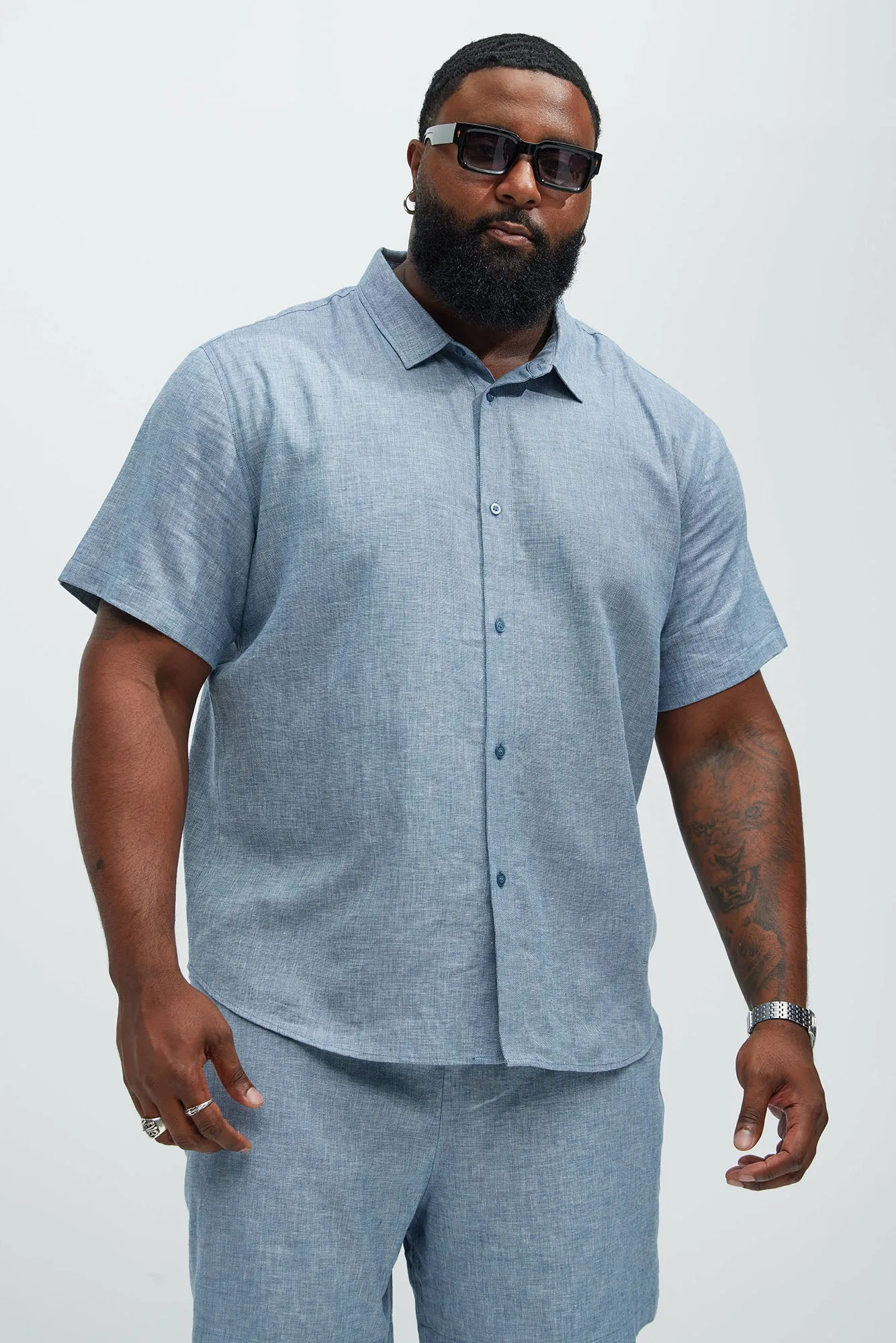 Bahamas Linen Classic Button Up Shirt - Blue sold by Fashion Nova product image thumbnail 4