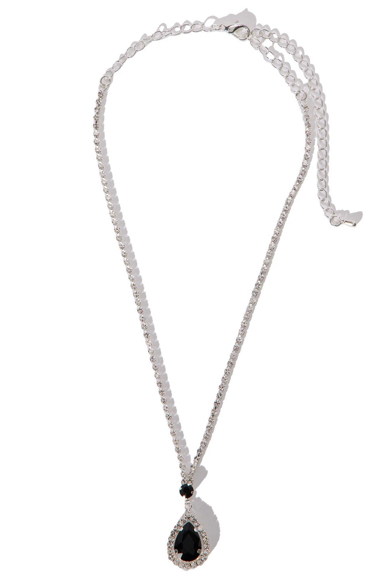 Best Behavior Necklace And Earring Set - Silver/Black sold by Fashion Nova product image thumbnail 3