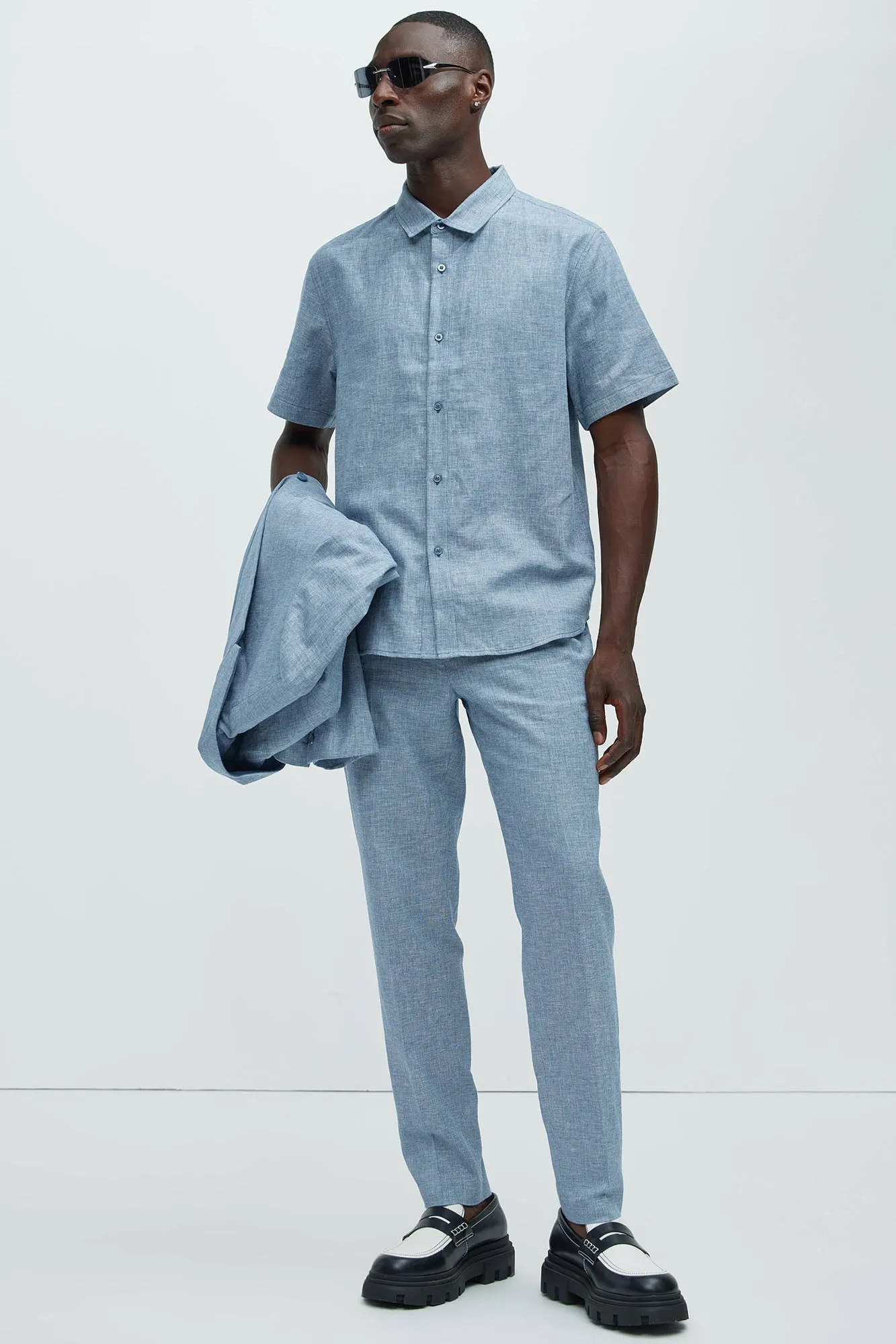 Bahamas Linen Classic Button Up Shirt - Blue sold by Fashion Nova product image thumbnail 2