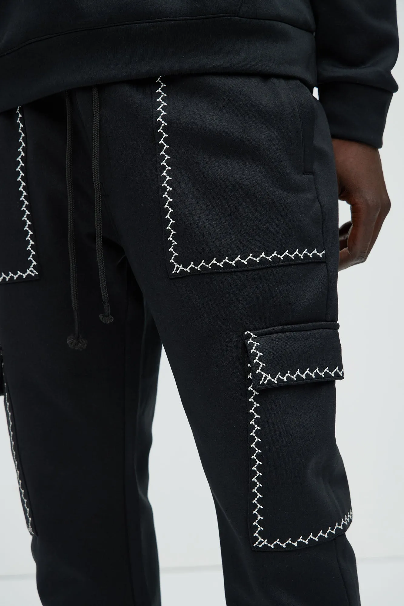 Casual Contrast Stitch Sweatpants - Black sold by Fashion Nova product image thumbnail 3