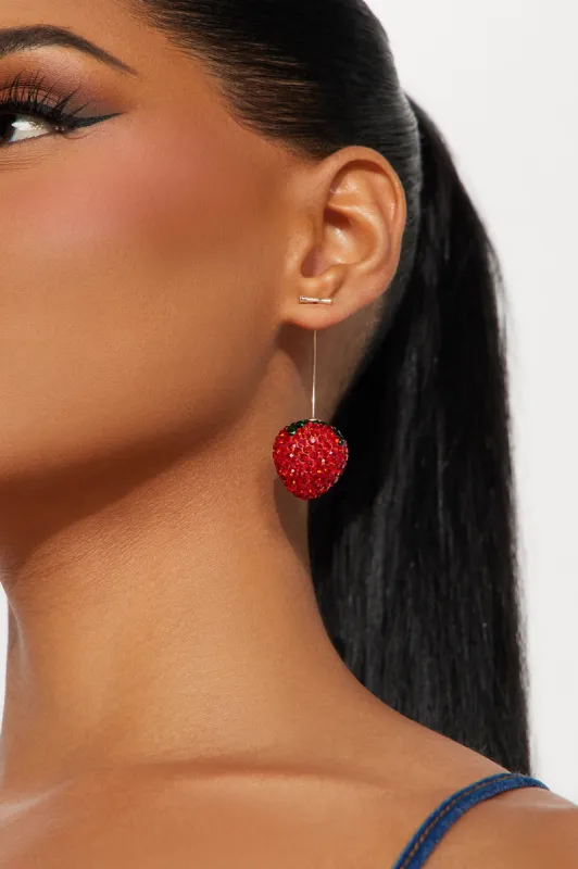 Strawberrylicious Earrings  - Red/combo sold by Fashion Nova