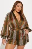 Never Tamed Romper - Brown/combo sold by Fashion Nova