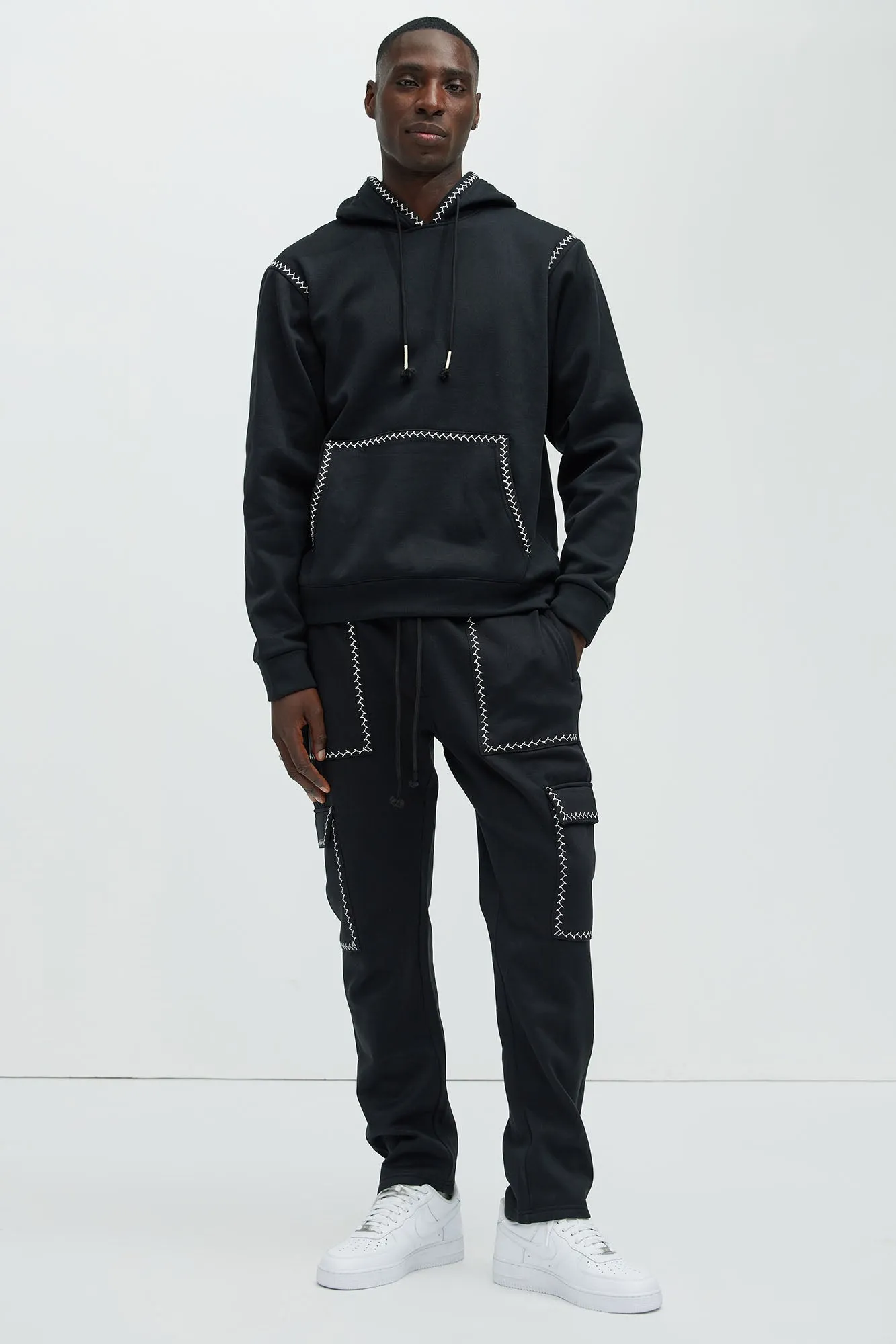 Casual Contrast Stitch Sweatpants - Black sold by Fashion Nova product image thumbnail 2