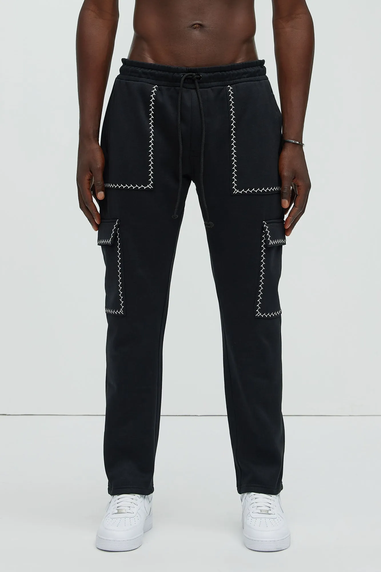 Casual Contrast Stitch Sweatpants - Black sold by Fashion Nova product image thumbnail 4