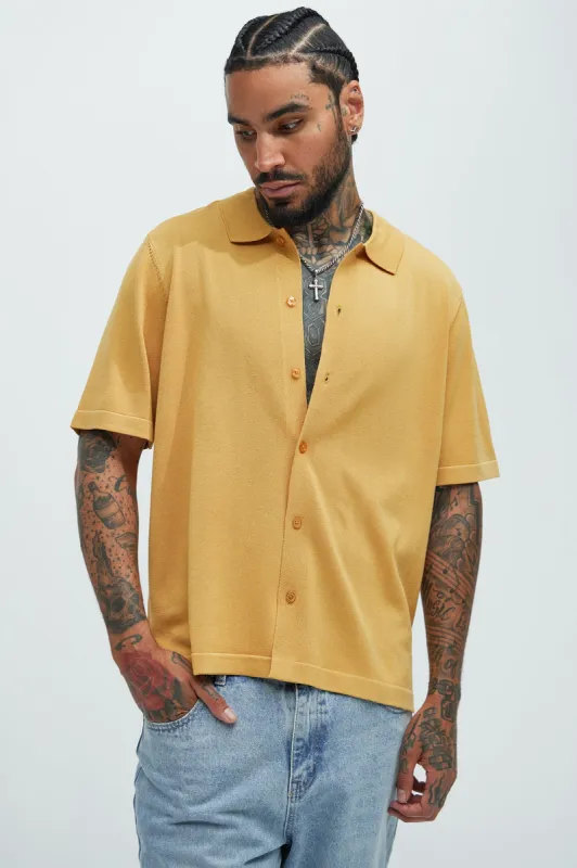Baker Resort Knit Shirt - Mustard sold by Fashion Nova