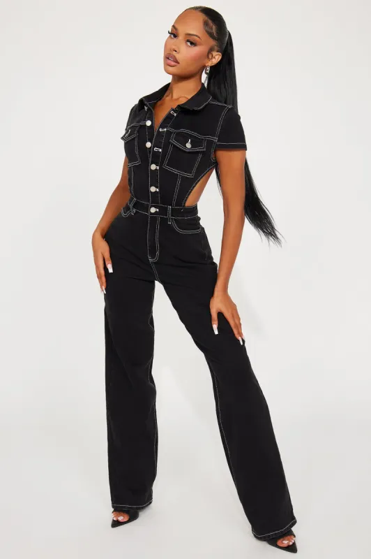 Kamaria Denim Jumpsuit - Black made by Fashion Nova