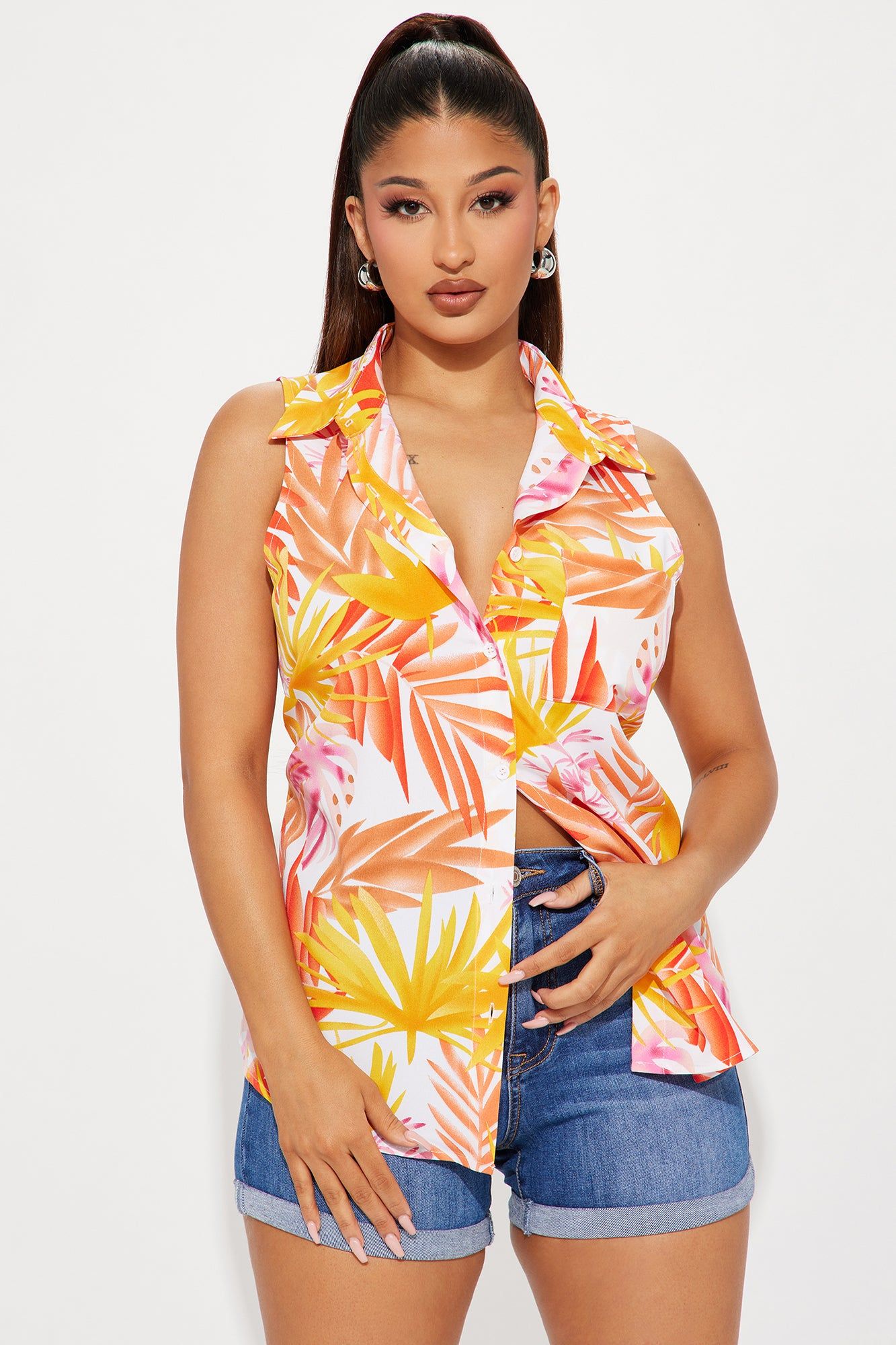 Out In Miami Shirt - Ivory/combo sold by Fashion Nova