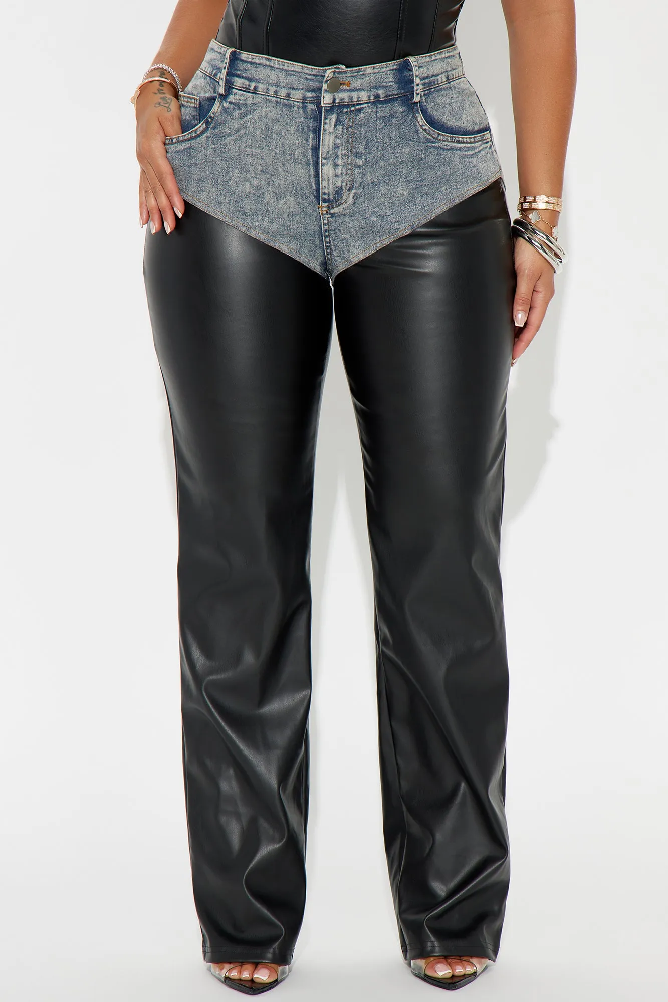 Check Up On Me Faux Leather Pant - Black/combo sold by Fashion Nova product image thumbnail 2