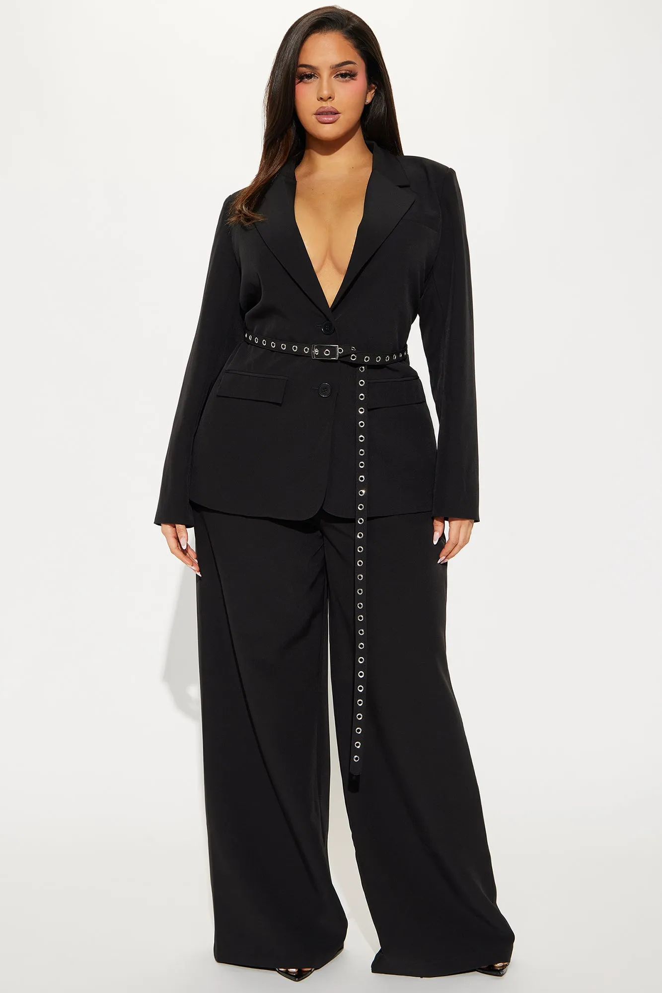 Money Maker Belted Blazer Pant Set - Black sold by Fashion Nova product image thumbnail 4