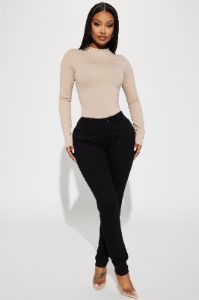 Melanie Mock Neck Bodysuit - Taupe sold by Fashion Nova