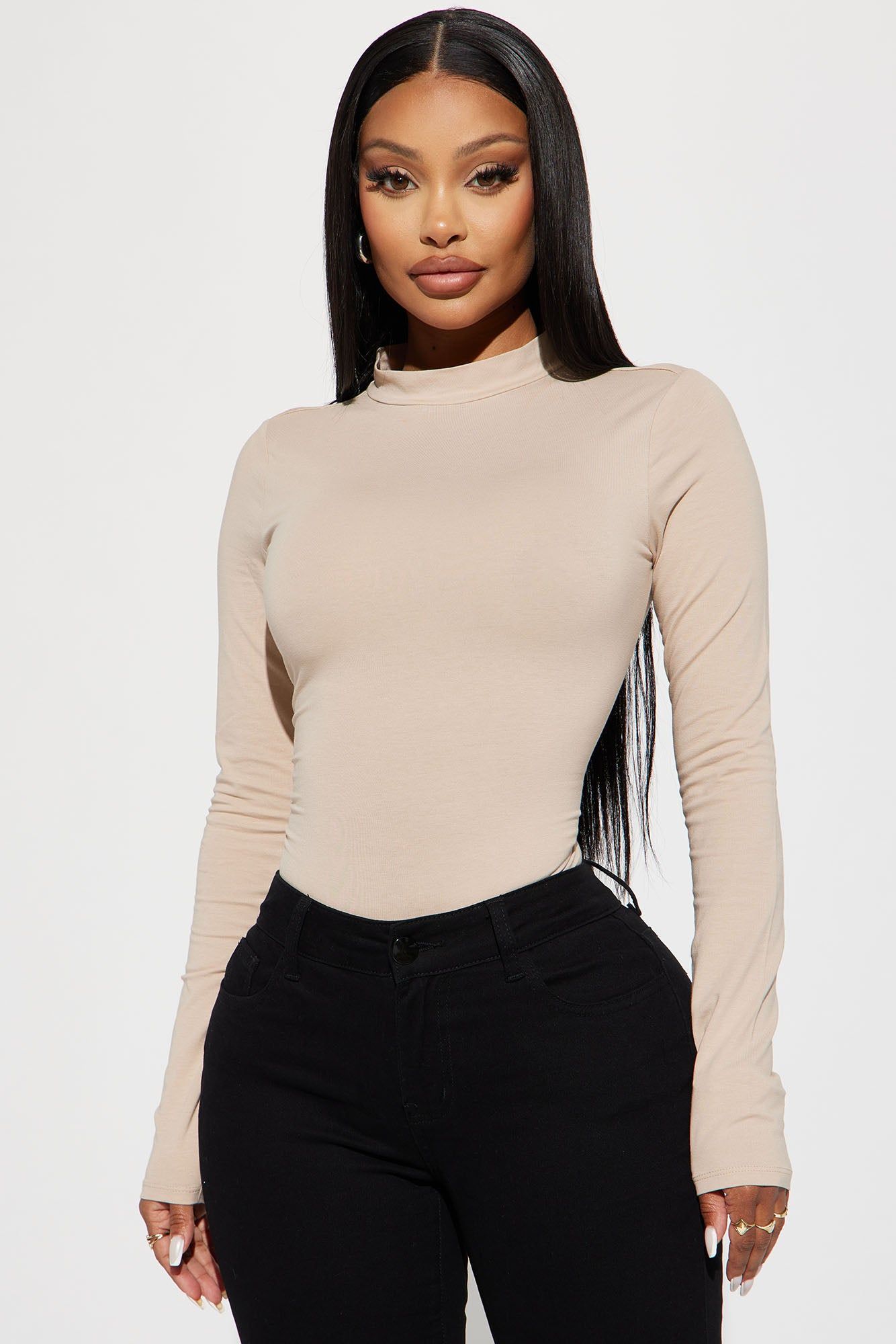 Melanie Mock Neck Bodysuit - Taupe sold by Fashion Nova product image thumbnail 3