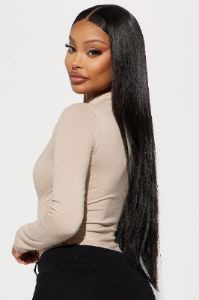 Melanie Mock Neck Bodysuit - Taupe sold by Fashion Nova