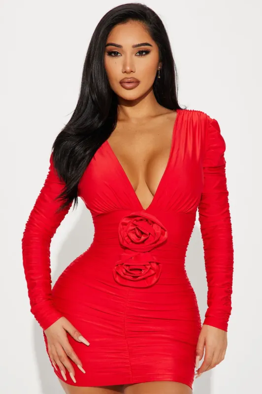 Janet Ruched Mini Dress - Red sold by Fashion Nova
