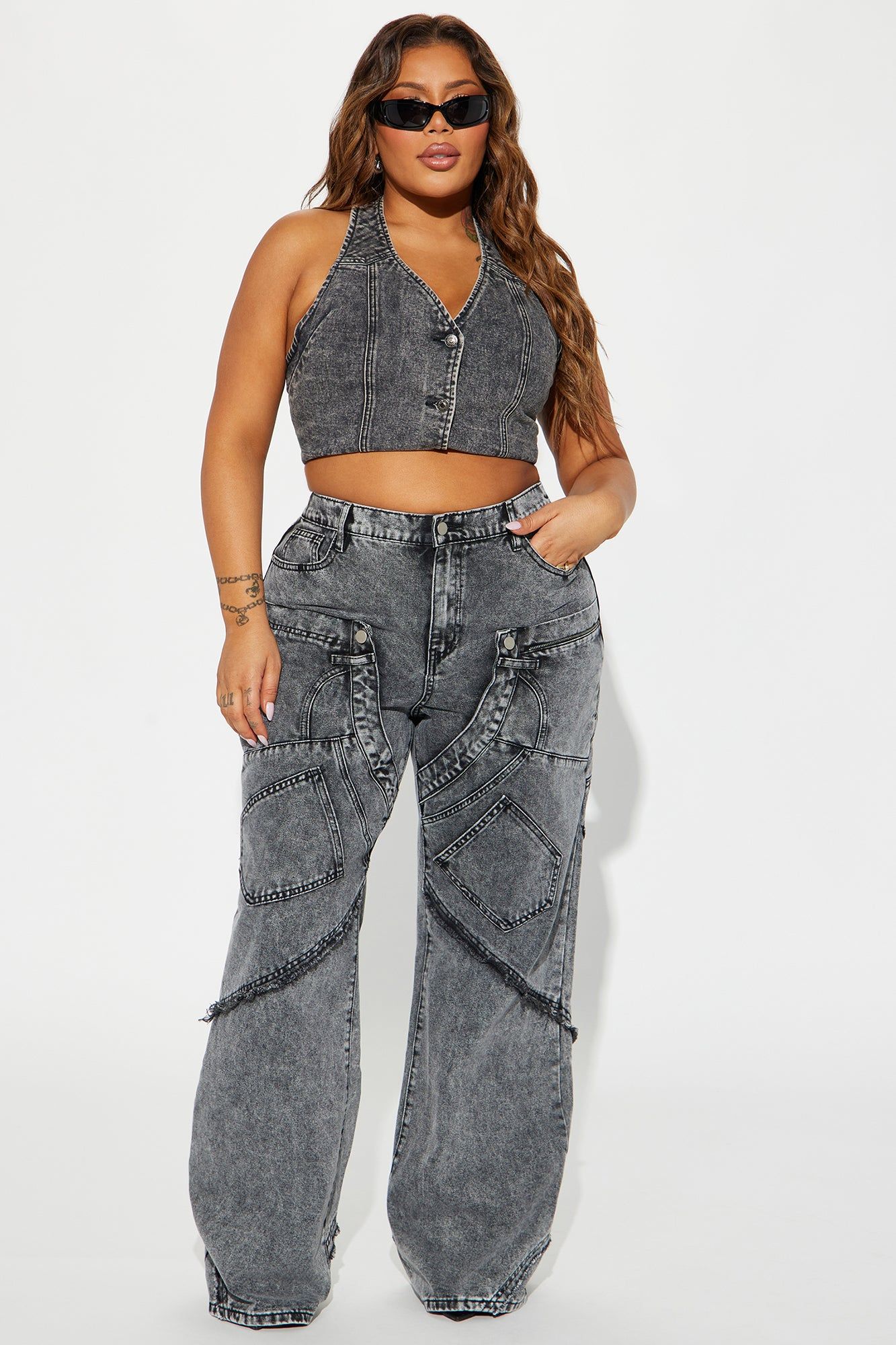 Taking A Chance Easy Waist Wide Leg Jeans - Acid Wash Black sold by Fashion Nova product image thumbnail 3