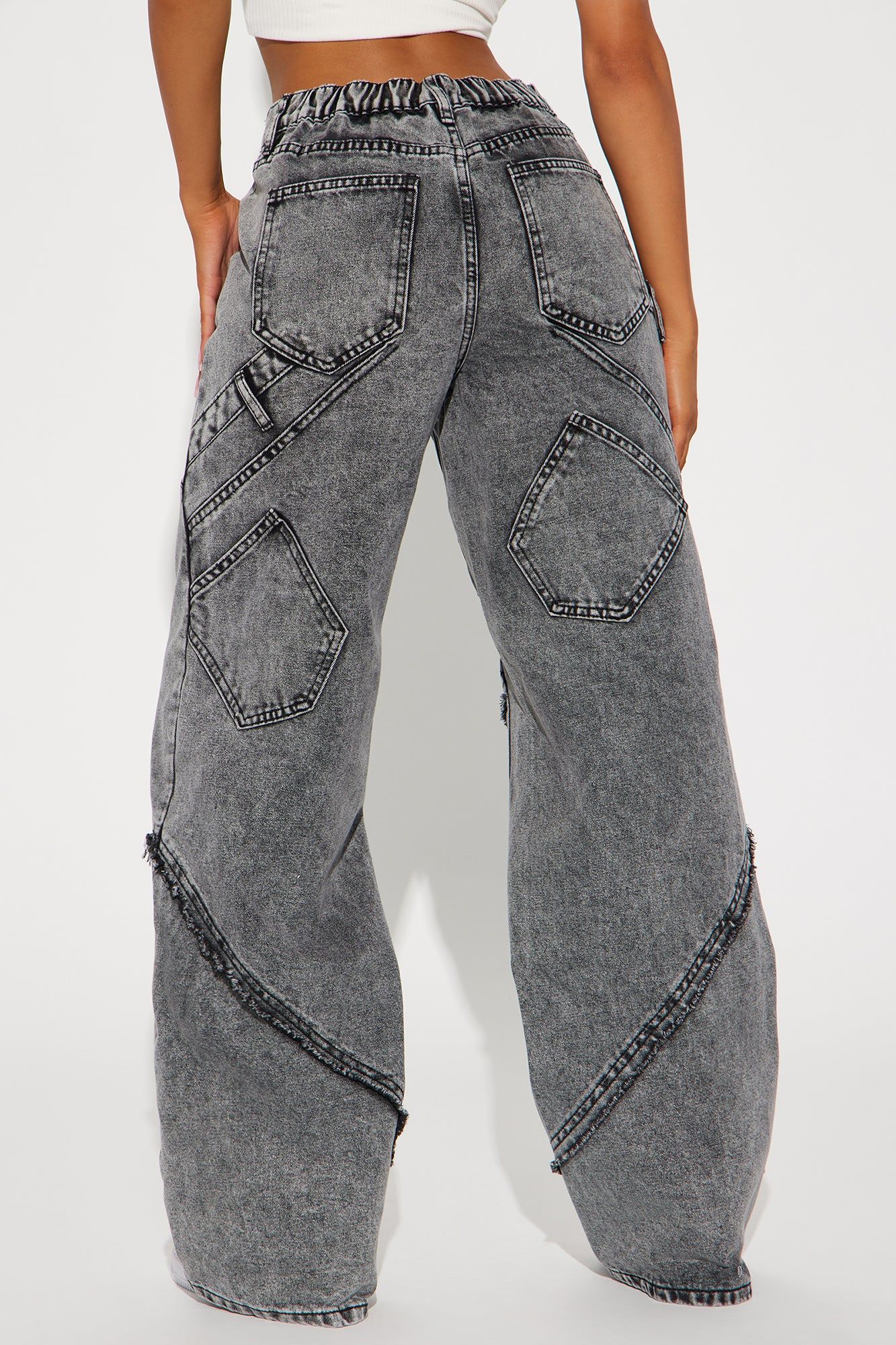 Taking A Chance Easy Waist Wide Leg Jeans - Acid Wash Black sold by Fashion Nova product image thumbnail 2