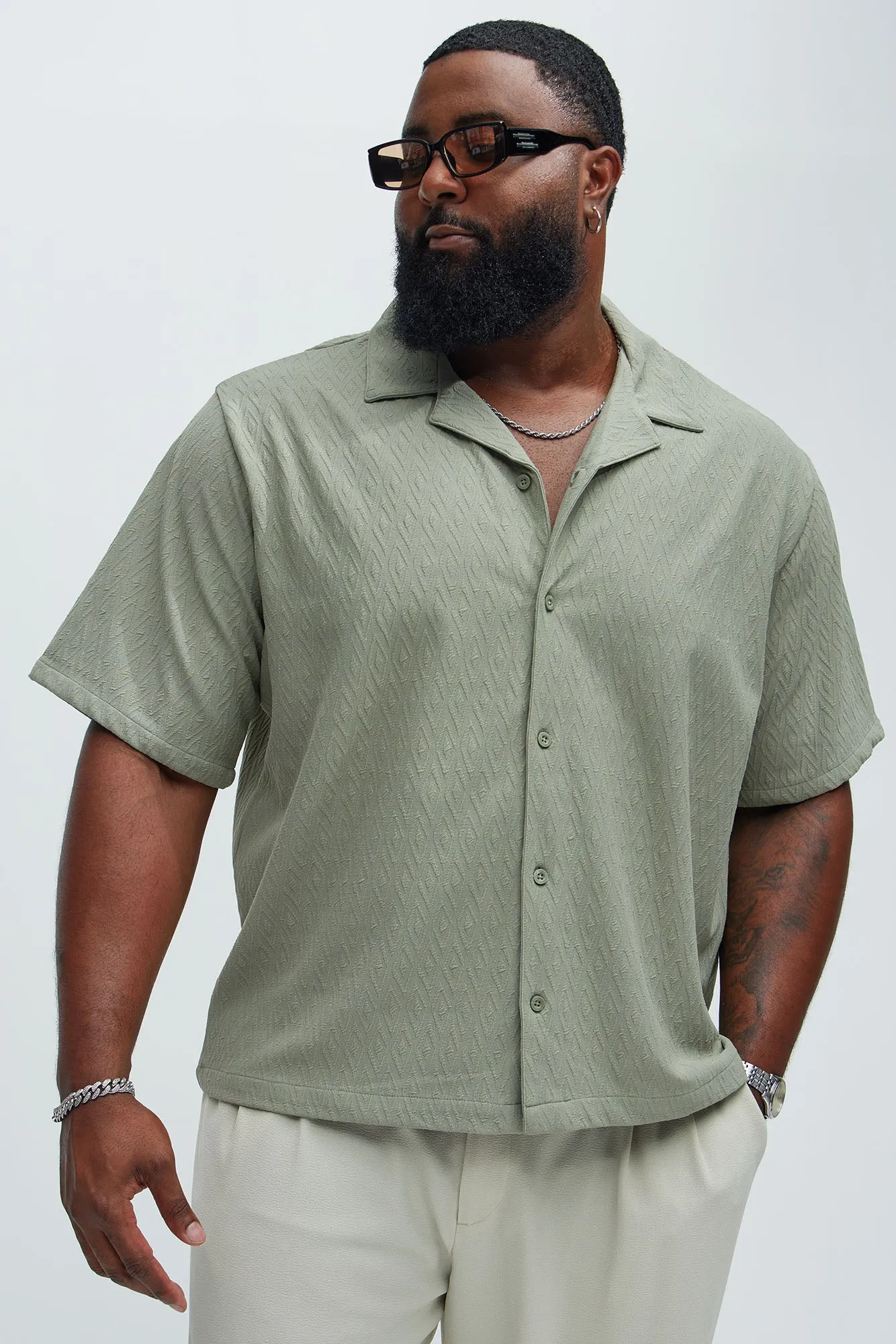 Wade Textured Shirt - Olive sold by Fashion Nova product image thumbnail 5