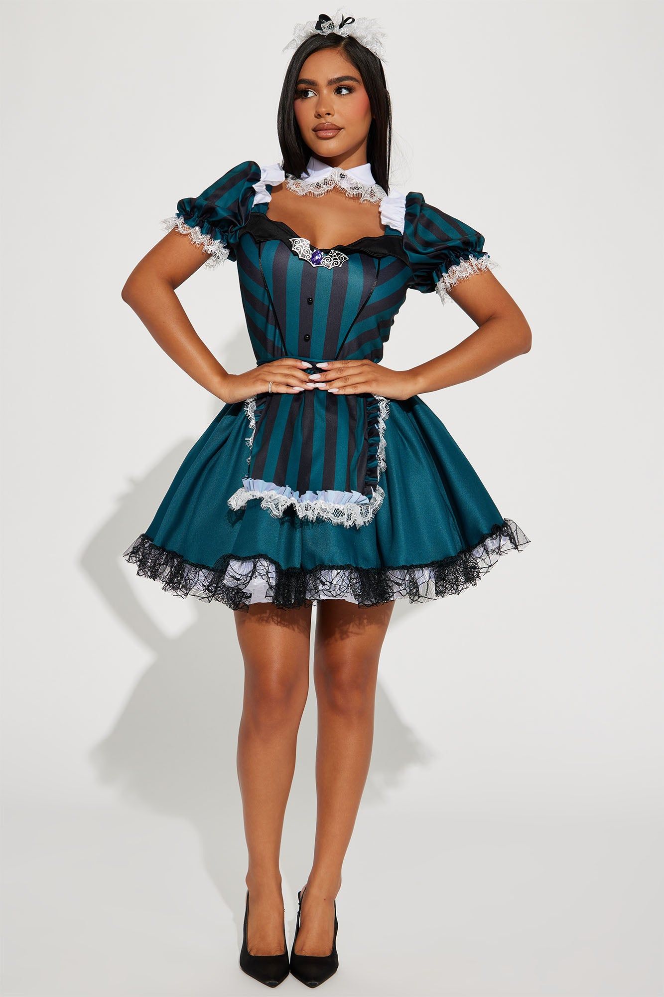 Haunted Maid 4 Piece Costume Set - Black/Green sold by Fashion Nova