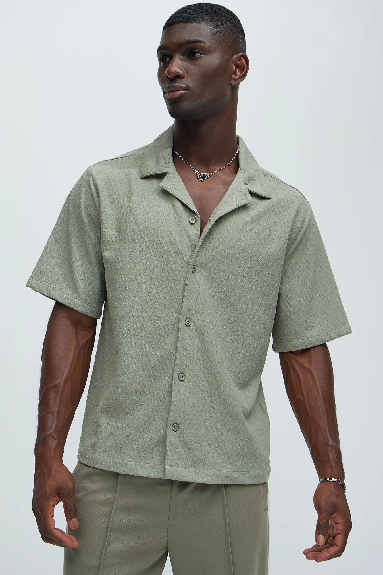 Wade Textured Shirt - Olive sold by Fashion Nova