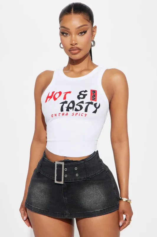 Hot And Tasty Tank Top - White sold by Fashion Nova