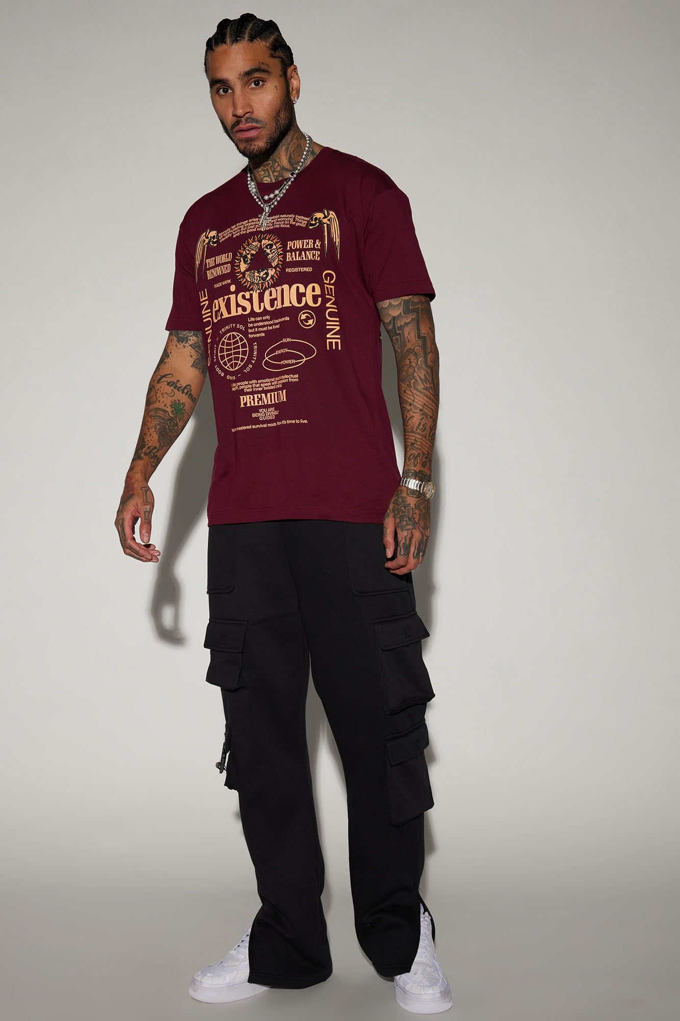 Existence Short Sleeve Tee - Burgundy sold by Fashion Nova product image thumbnail 2