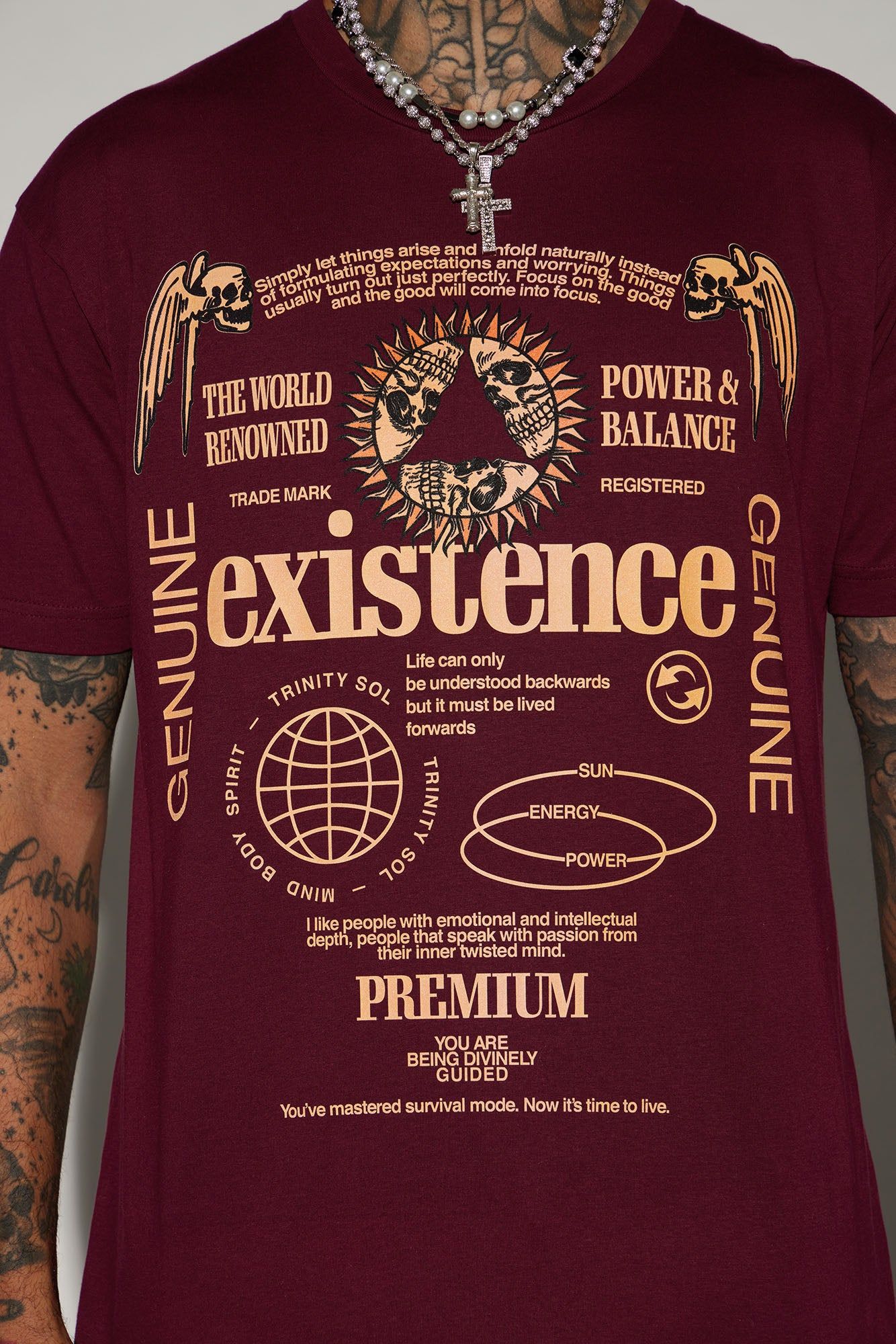 Existence Short Sleeve Tee - Burgundy sold by Fashion Nova product image thumbnail 3
