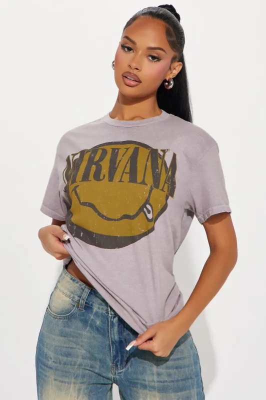 Nirvana Tongue Out Graphic Tee - Mocha sold by Fashion Nova
