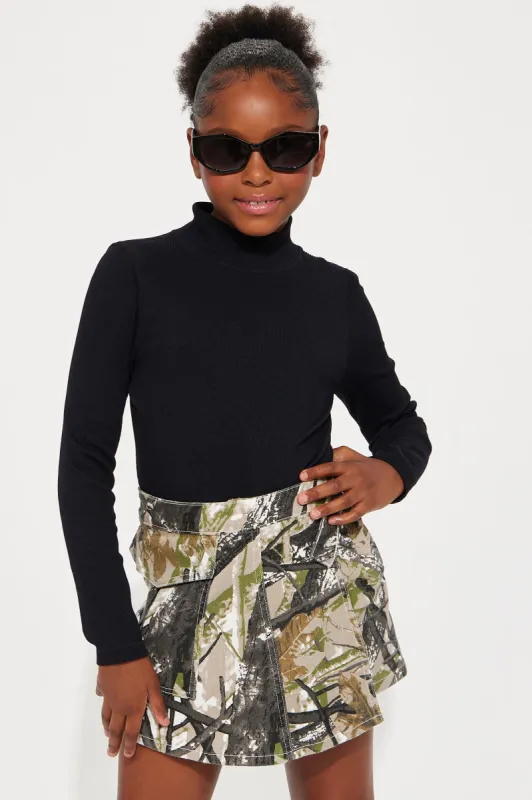 Mini Tony Mock Neck Seamless Long Sleeve Top - Black sold by Fashion Nova