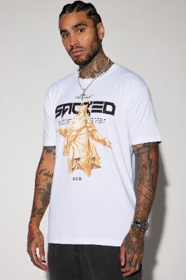 Life Is Sacred Short Sleeve Tee - White sold by Fashion Nova