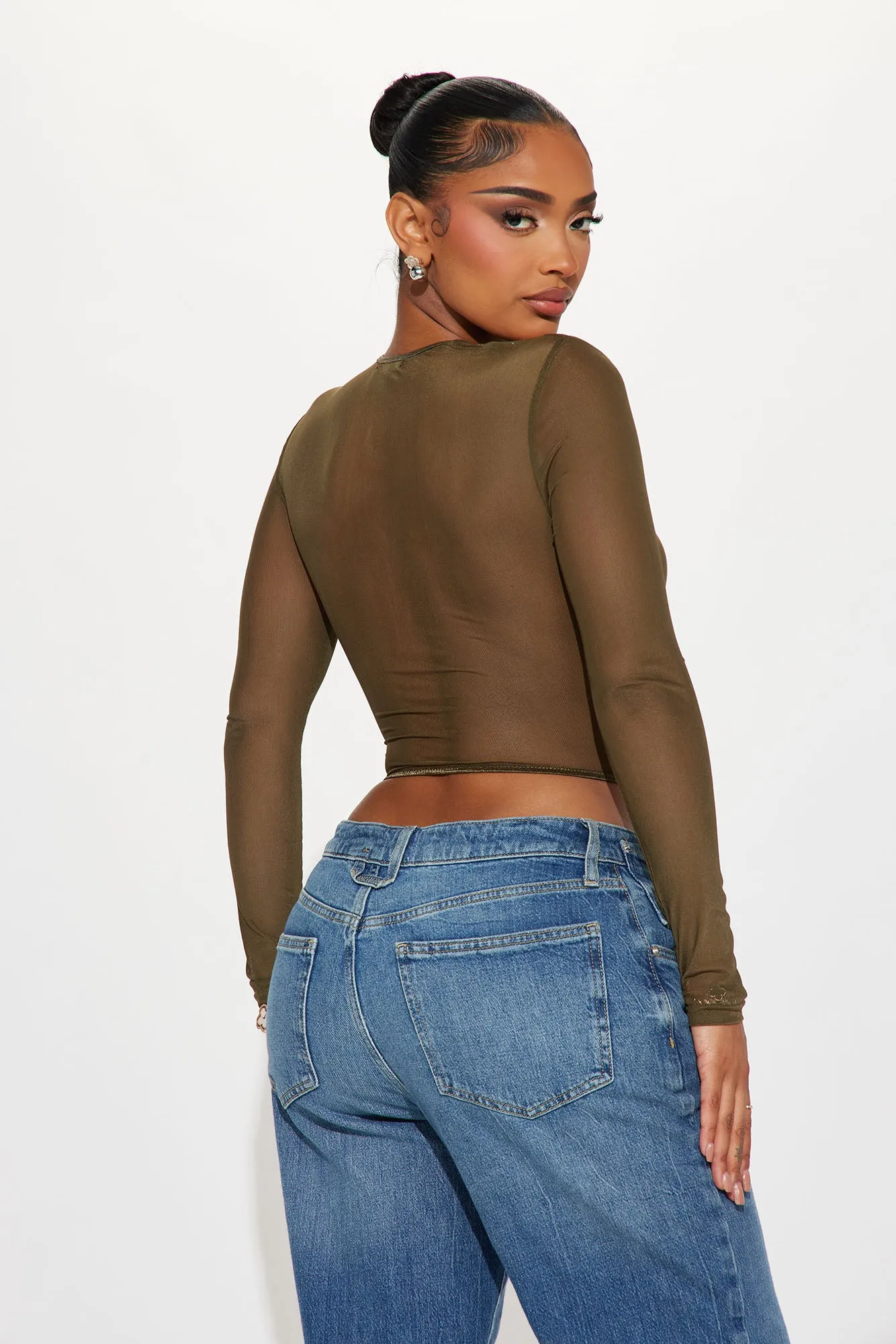 Yours Truly Mesh Corset Top - Olive sold by Fashion Nova product image thumbnail 3