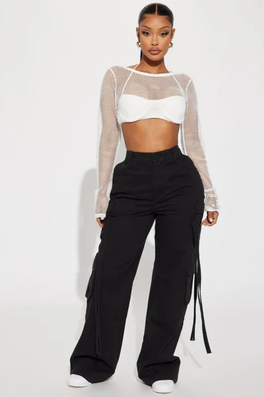 Golden Hour Wide Leg Cargo Pant - Black sold by Fashion Nova