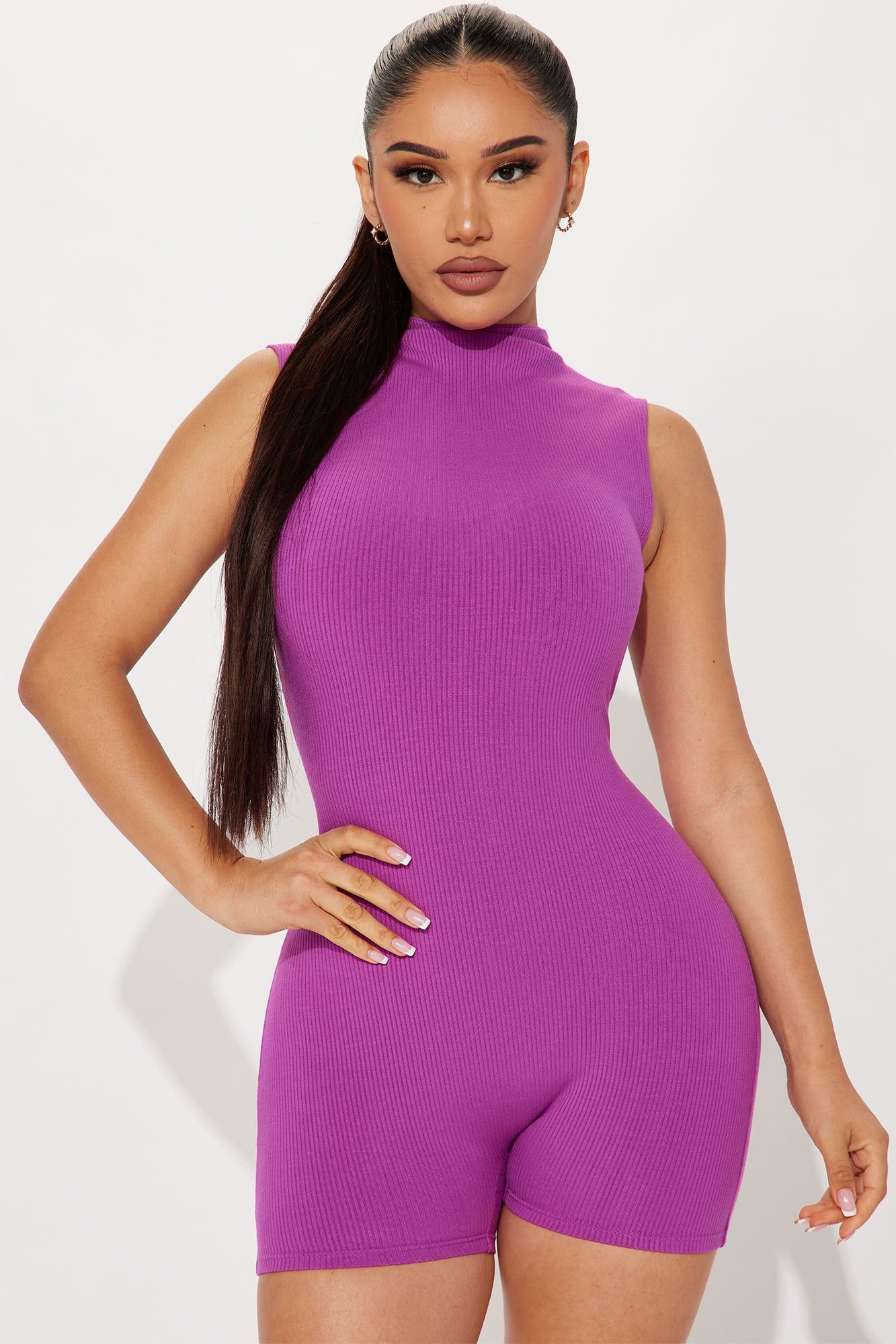 Amber Snatched Romper - Magenta sold by Fashion Nova