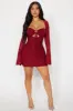 Saffron Lace Micro Mini Dress - Burgundy sold by Fashion Nova