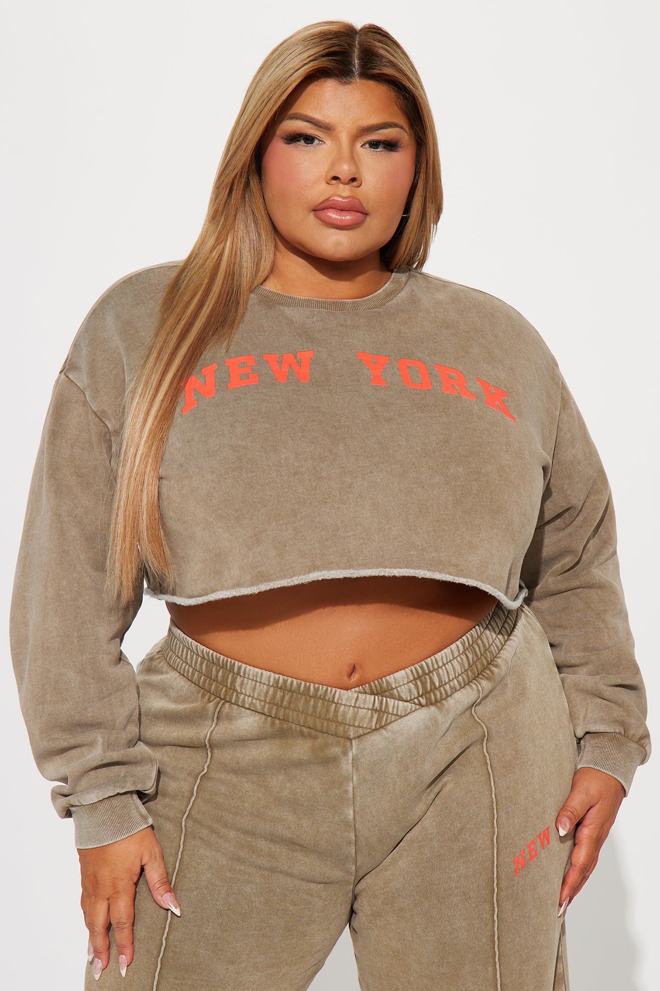 New York Cropped Sweatshirt - Taupe/combo sold by Fashion Nova product image thumbnail 4