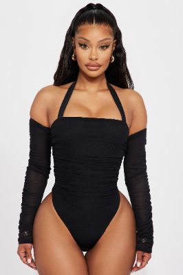 Replacing You Mesh Bodysuit - Black made by Fashion Nova