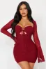 Saffron Lace Micro Mini Dress - Burgundy sold by Fashion Nova