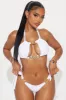 Vivi Crystals Halter 2 Piece Bikini - White sold by Fashion Nova