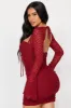 Saffron Lace Micro Mini Dress - Burgundy sold by Fashion Nova