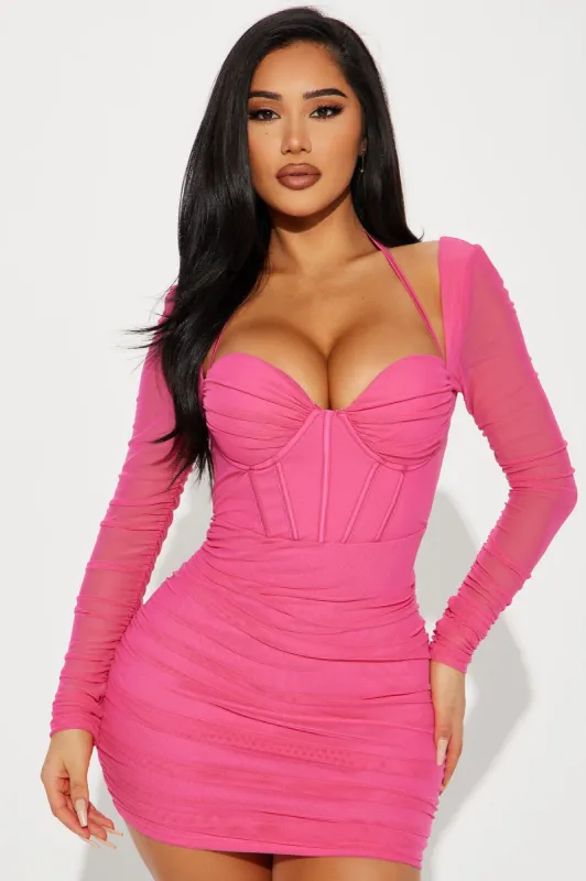 Sierra Mesh Mini Dress - Hot Pink sold by Fashion Nova