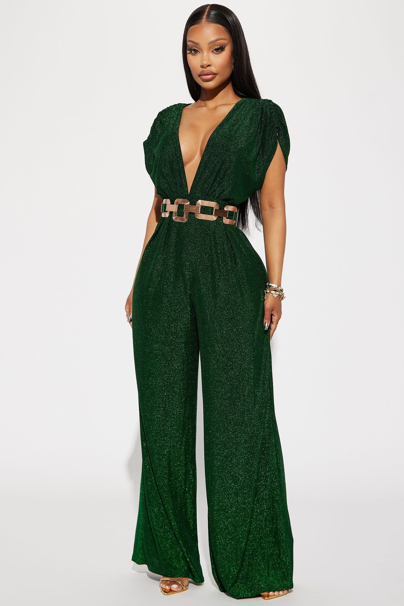 All That Sparkles Jumpsuit - Hunter sold by Fashion Nova