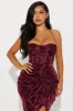 Honolulu Evenings Velvet Midi Dress - Wine sold by Fashion Nova