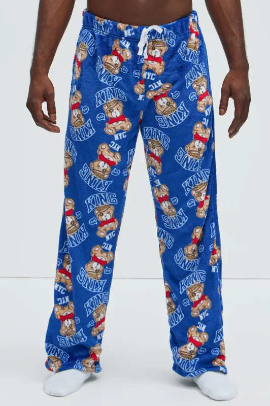 King Of New York Plush Lounge Pants - Blue/combo sold by Fashion Nova