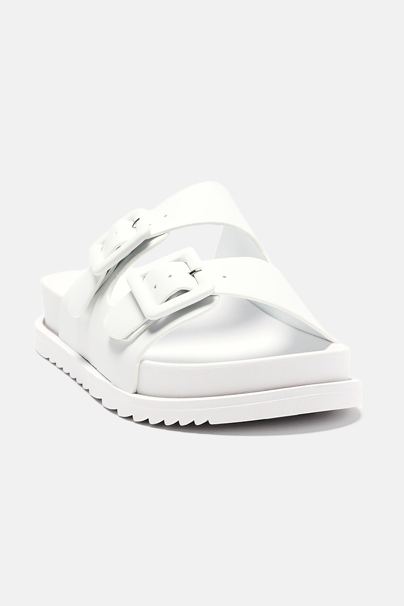 Jaylene Buckle Slides - White sold by Fashion Nova product image thumbnail 3