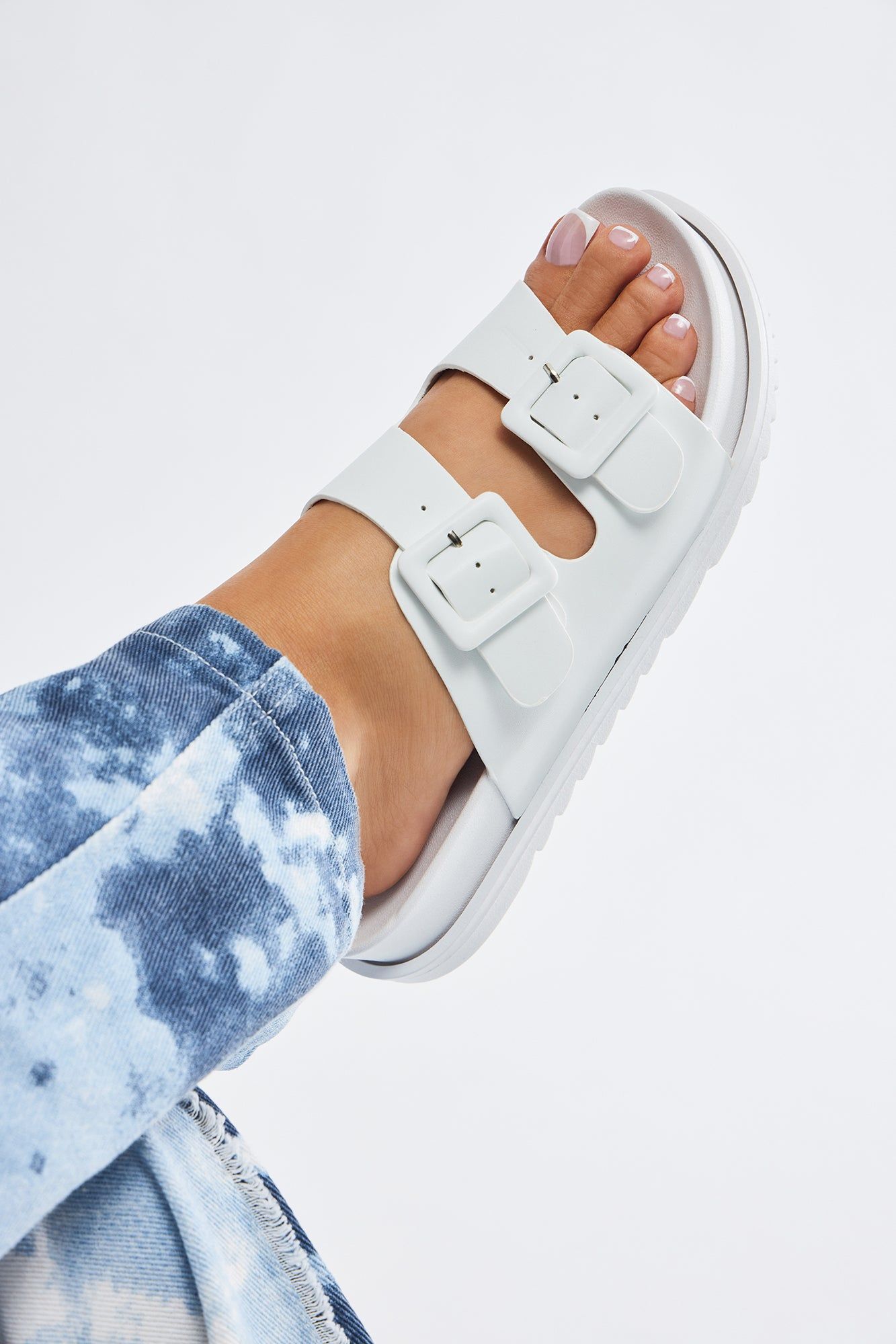 Jaylene Buckle Slides - White sold by Fashion Nova product image thumbnail 2