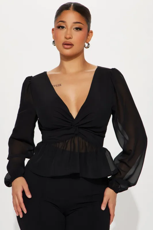 Final Days Off Blouse Top - Black sold by Fashion Nova