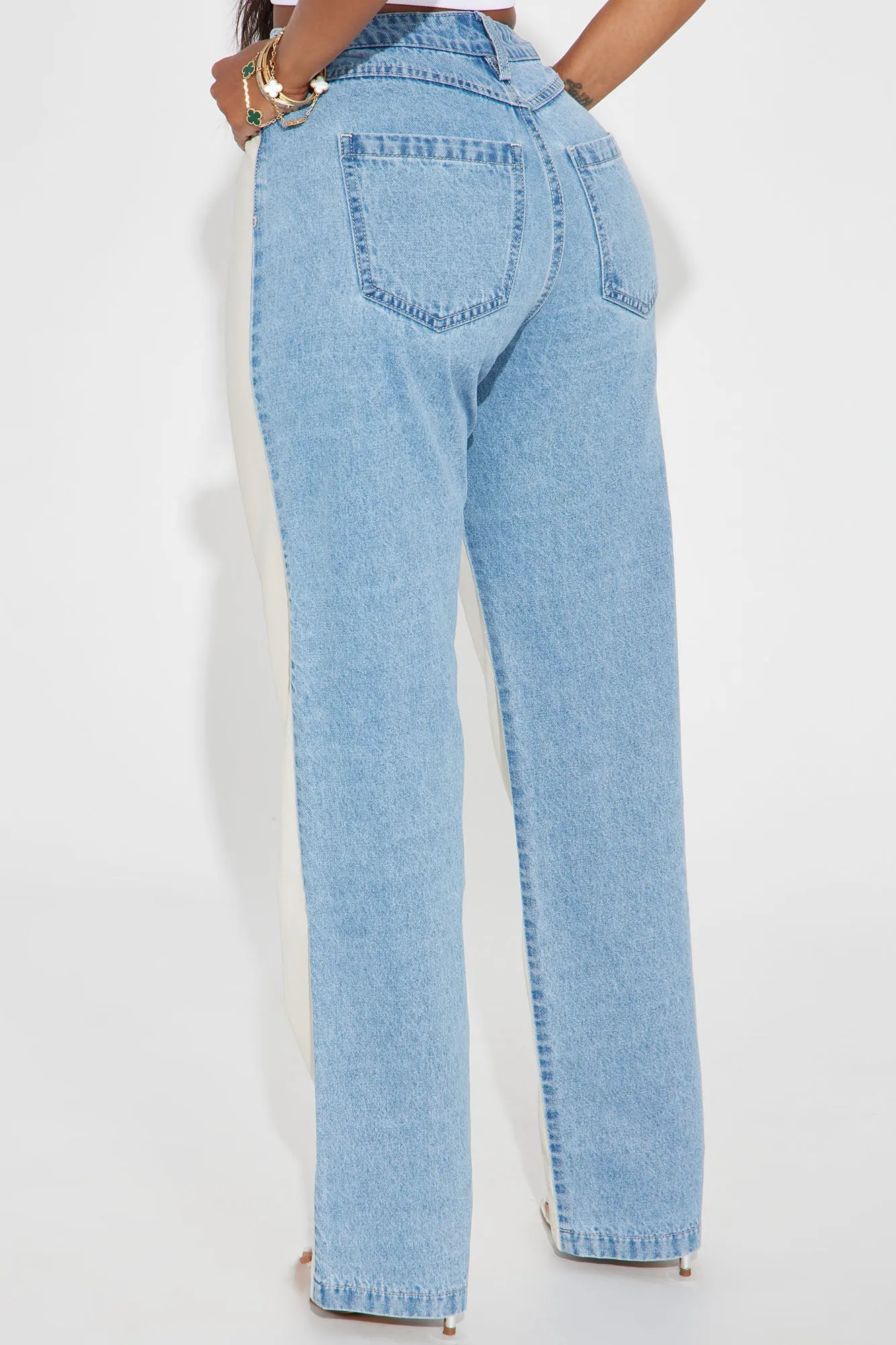 Don't Mind PU Straight Leg Jeans - Light Wash sold by Fashion Nova product image thumbnail 3