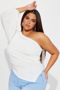 Olivia One Shoulder Top - Ivory sold by Fashion Nova