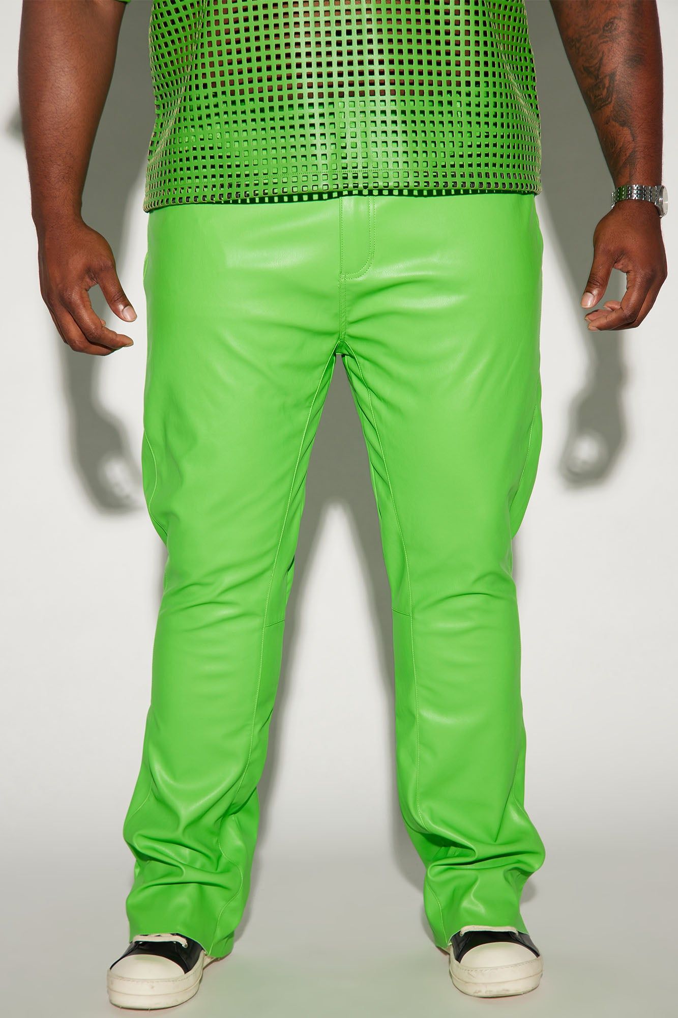 Upscale Faux Leather Flare Pants - Green sold by Fashion Nova